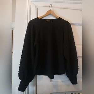 Easel Womens Black Textured Sleeve Top Size Medium